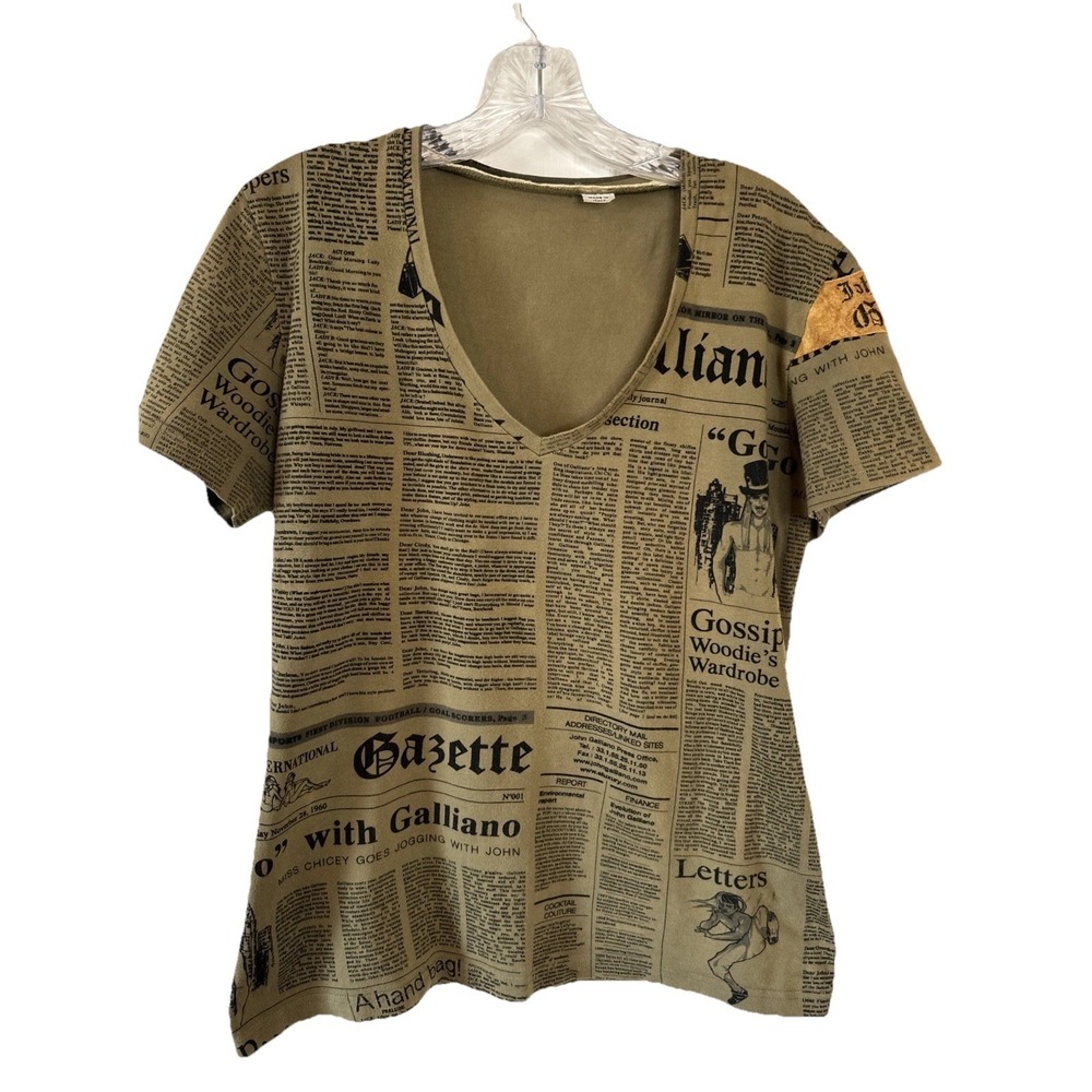 John Galliano Y2K Vintage Vneck Newspaper Men's Small Runway Designer RARE